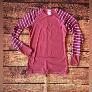 Level Six Long Sleeve Rash Guard Sun Protection Top Purple Stripe M‎